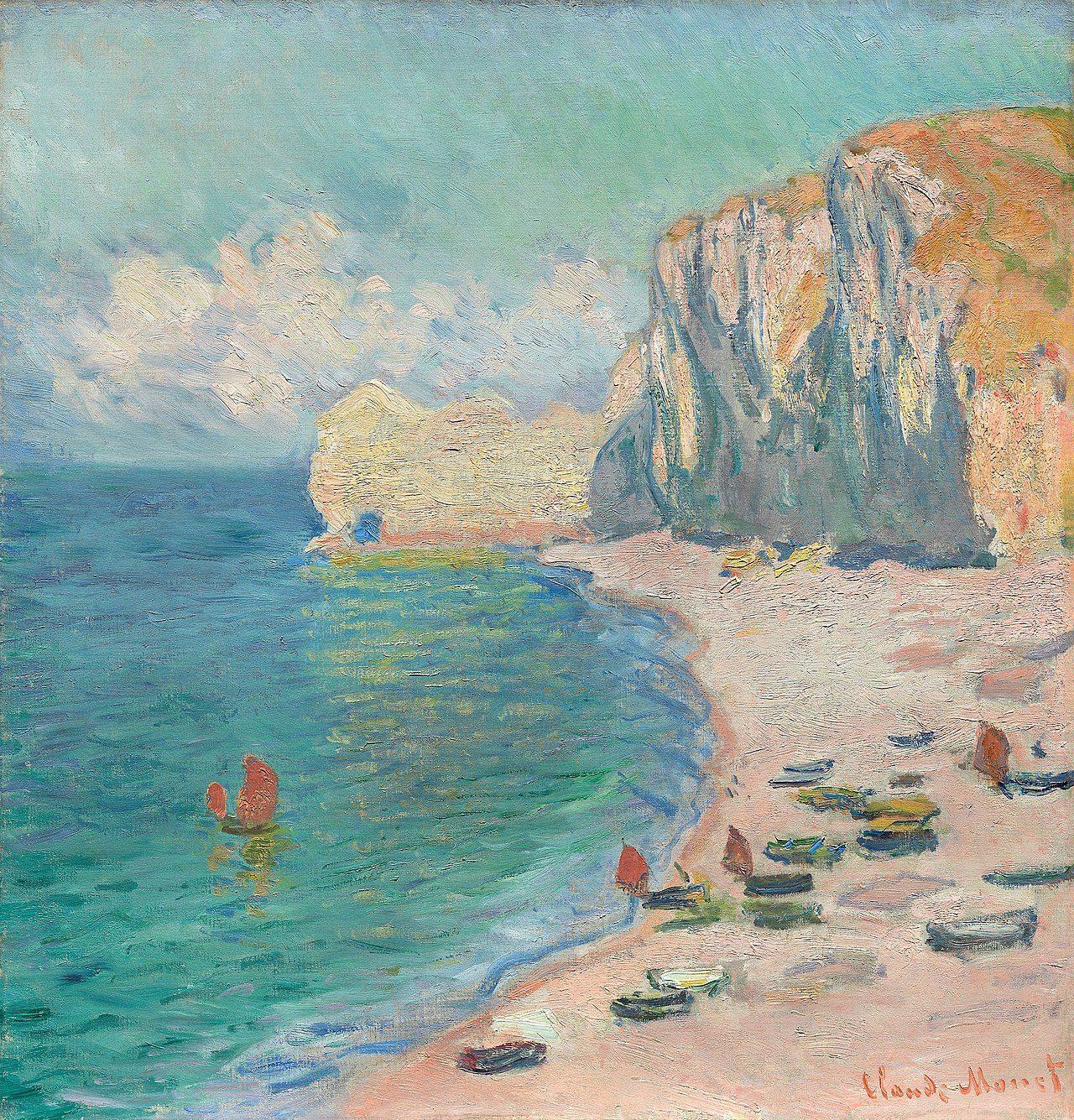 Monet’s painting of the beach and cliffs at Étretat